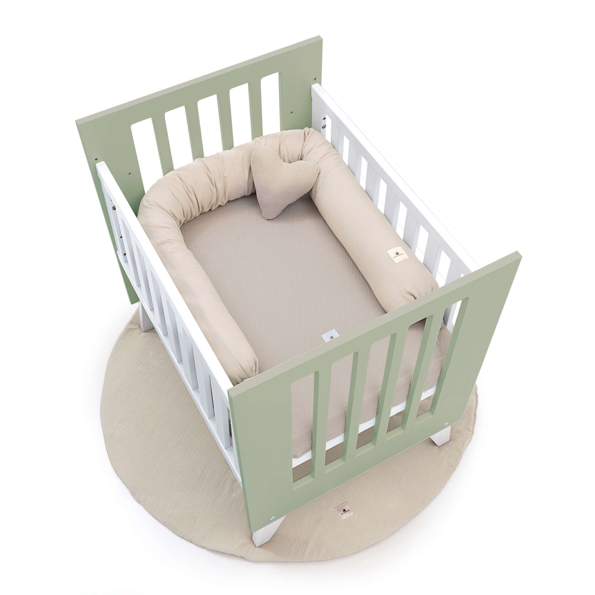 Crib 60x80 cm for co-sleeping (5in1) white/green-olive · Nexo Uno Erba