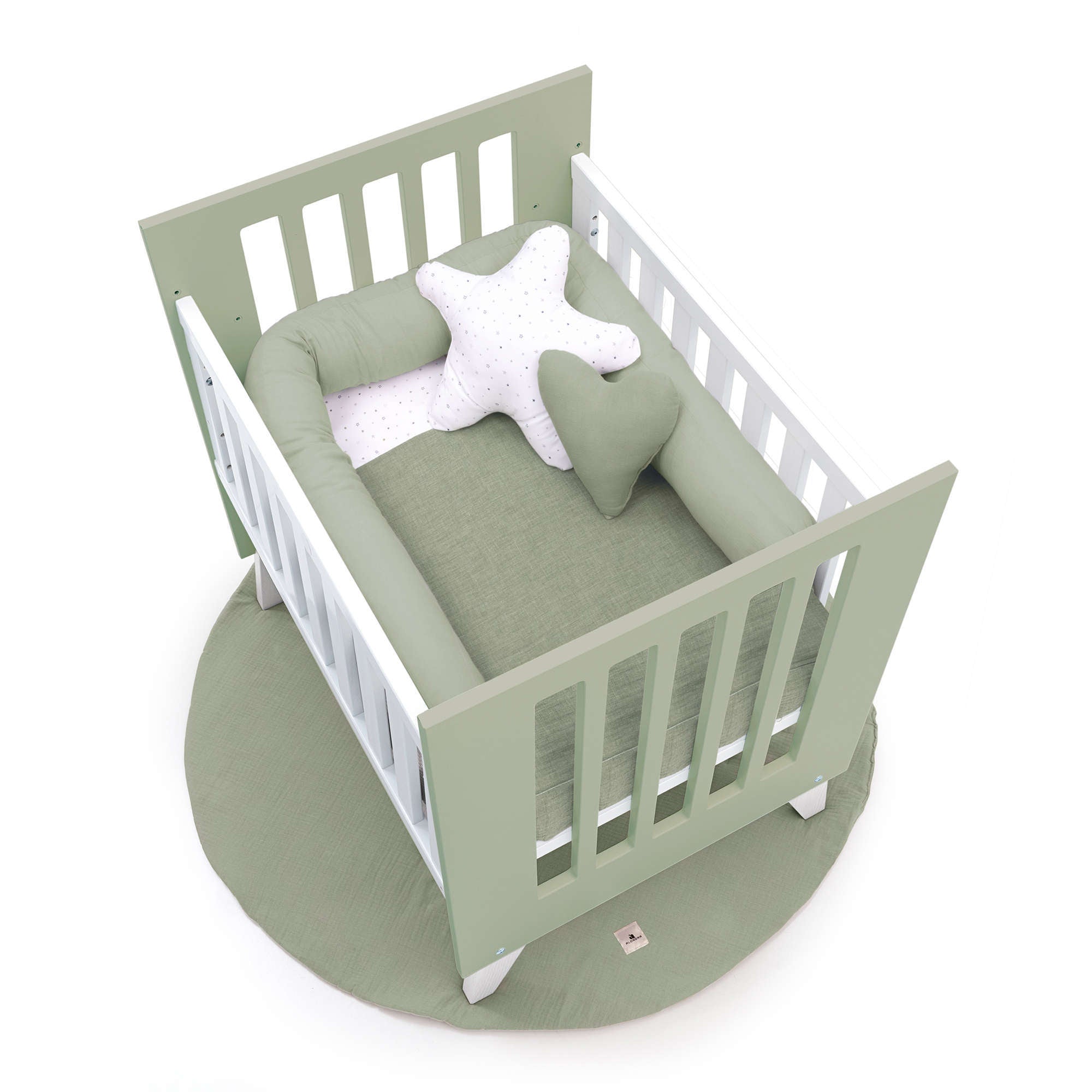 Crib 60x80 cm for co-sleeping (5in1) white/green-olive · Nexo Uno Erba