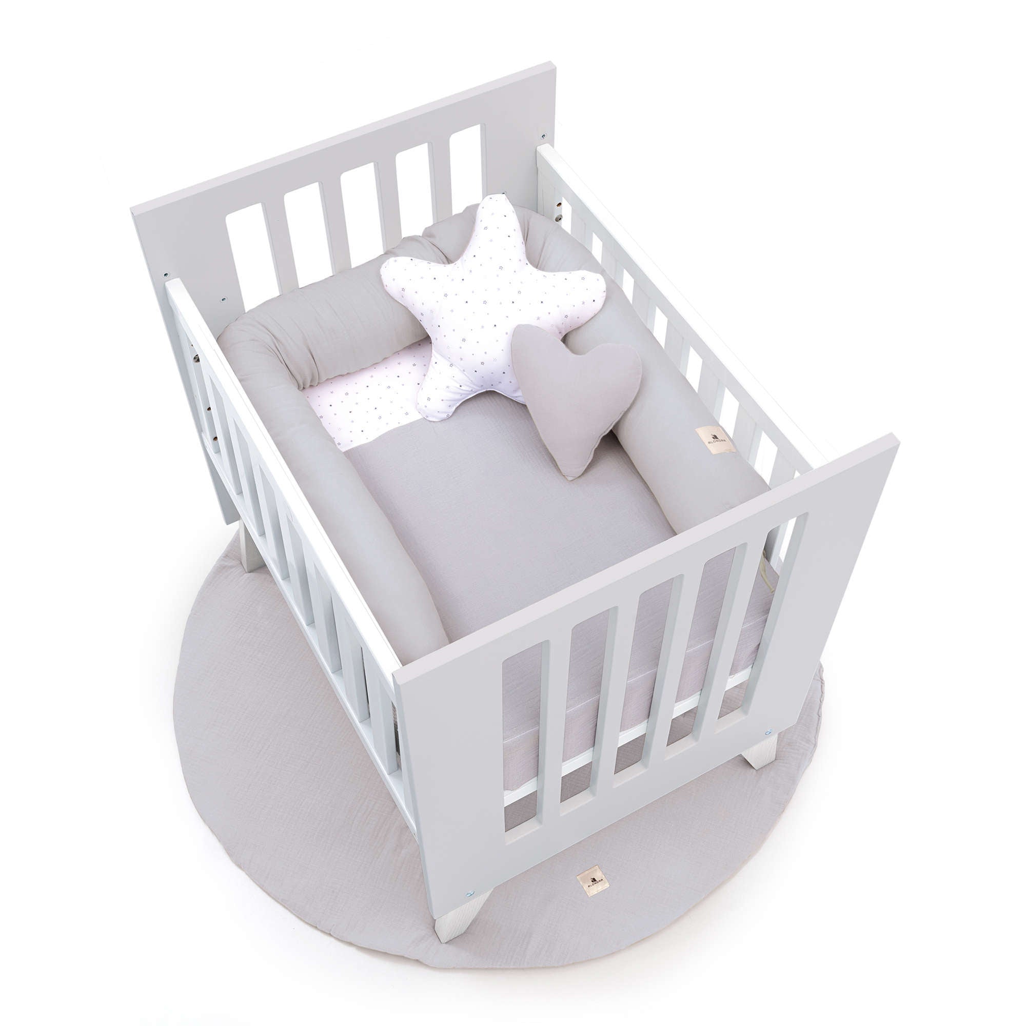 Mini berço 60x80 cm para co-sleeping (5em1) branco/cinzento · Nexo Uno Grey