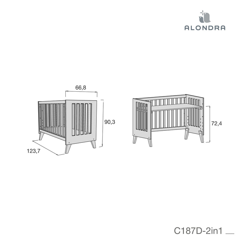 Kit conversion de berceau 60x80 cm à lit bébé 60x120 cm bois