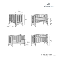 Lit bébé de cododo 60x120 cm (4en1) rose · Nexo Due Quarzo