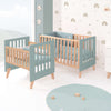 Berceau évolutif en lit bébé (7en1) bois/vert · Nexor Tre Eucalyptus