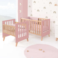 Berceau évolutif en lit bébé (7en1) bois/rose · Nexor Tre Quarzo