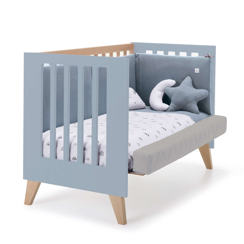 Co-sleeping cot 60x120 cm (4in1) wood/blue · Nexor Due Blue Denim