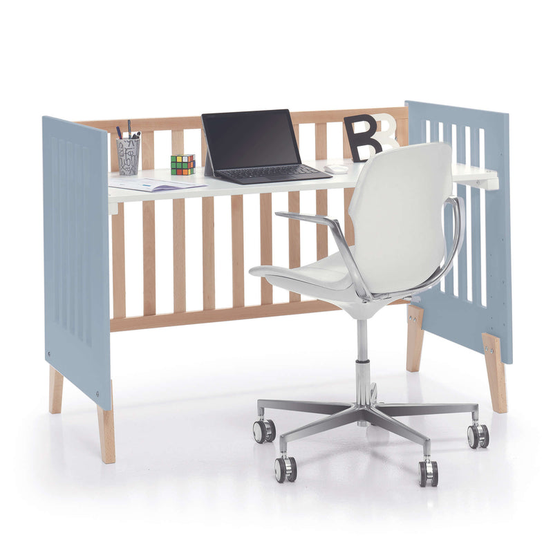 Mini berço convertível en berço (7em1) madeira/azul · Nexor Tre Blu denim