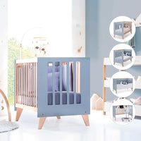 Co-sleeping cot 60x120 cm (4in1) wood/blue · Nexor Due Blue Denim