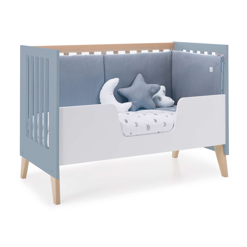 Co-sleeping cot 60x120 cm (4in1) wood/blue · Nexor Due Blue Denim