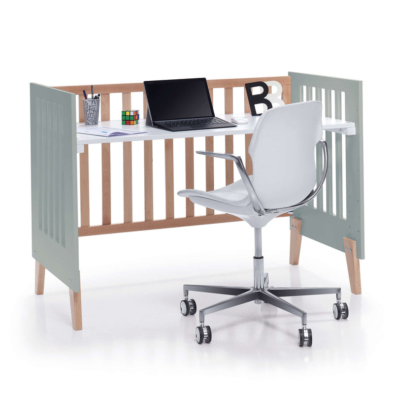 Lit bébé-bureau 60x120 cm (2 en 1) bois/eucalipto · Nexor C187R-M5795