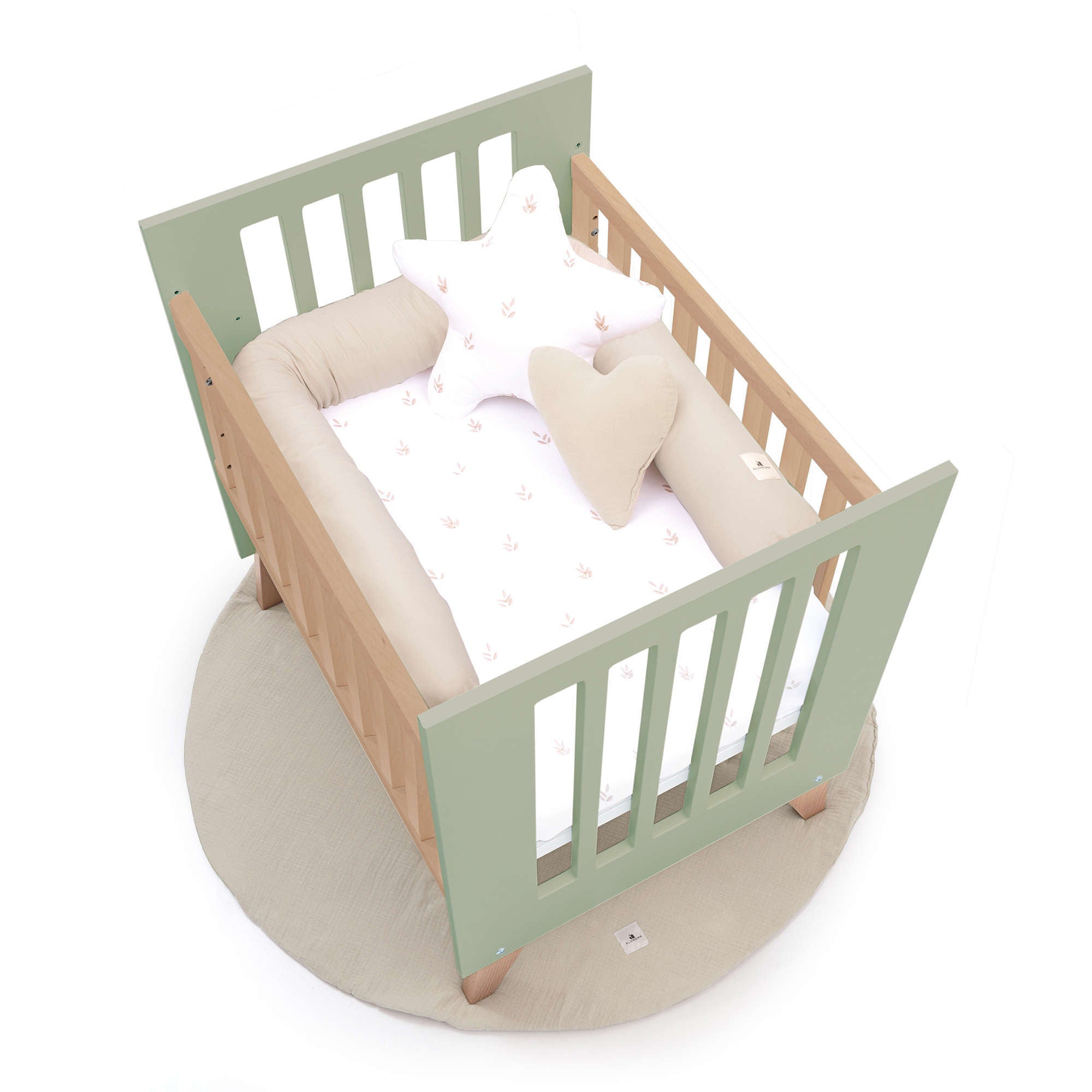 Berceau cododo 60x80 cm (5en1) bois/vert-olive · Nexor Uno Erba