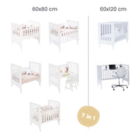 Crib and cot all-in-one (7in1) white · Nexo Tre White