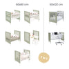 Wiege und babybett All-in-One (7in1) weiss/olivgrün · Nexo Tre Erba