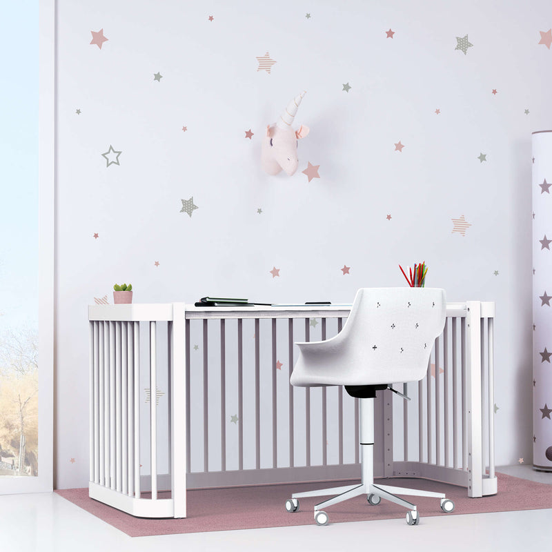 Lit bébé-lit d'enfant 70x140 cm (3in1) en blanc · Crea Due Bianco C300-M1100