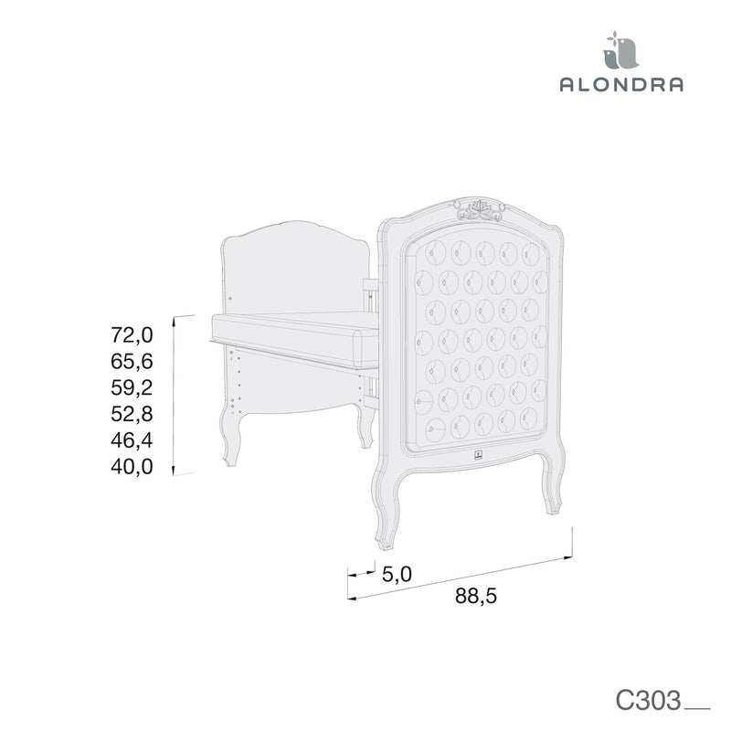 Classical cot- bed (3in1) in white 70x140 upholstered · Época C303