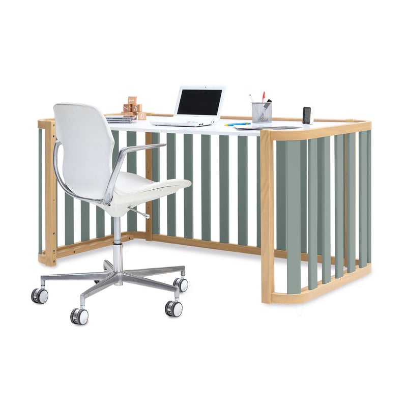 Minicuna-cuna-cama-escritorio (4en1) madera/verde · Crea Plus Tre C351-M5057