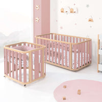 Berceau, lit bébé et lit d'enfant (4in1) bois/rose · Crea Plus Tre C351-M5059