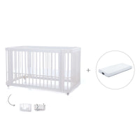 Lit bébé-lit d'enfant 70x140 cm (3in1) en blanc · Crea Due Bianco C300-M1100