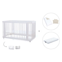 Lit bébé-lit d'enfant 70x140 cm (3in1) en blanc · Crea Due Bianco C300-M1100