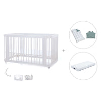 Lit bébé-lit d'enfant 70x140 cm (3in1) en blanc · Crea Due Bianco C300-M1100