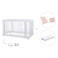 Lit bébé-lit d'enfant 70x140 cm (3in1) en blanc · Crea Due Bianco C300-M1100