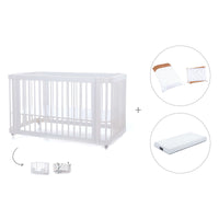 Lit bébé-lit d'enfant 70x140 cm (3in1) en blanc · Crea Due Bianco C300-M1100