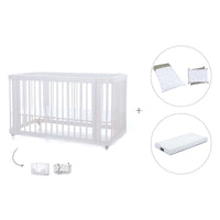 Lit bébé-lit d'enfant 70x140 cm (3in1) en blanc · Crea Due Bianco C300-M1100