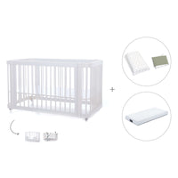 Lit bébé-lit d'enfant 70x140 cm (3in1) en blanc · Crea Due Bianco C300-M1100