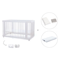 Lit bébé-lit d'enfant 70x140 cm (3in1) en blanc · Crea Due Bianco C300-M1100