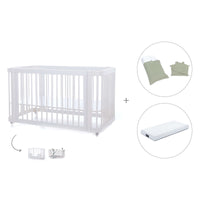 Lit bébé-lit d'enfant 70x140 cm (3in1) en blanc · Crea Due Bianco C300-M1100