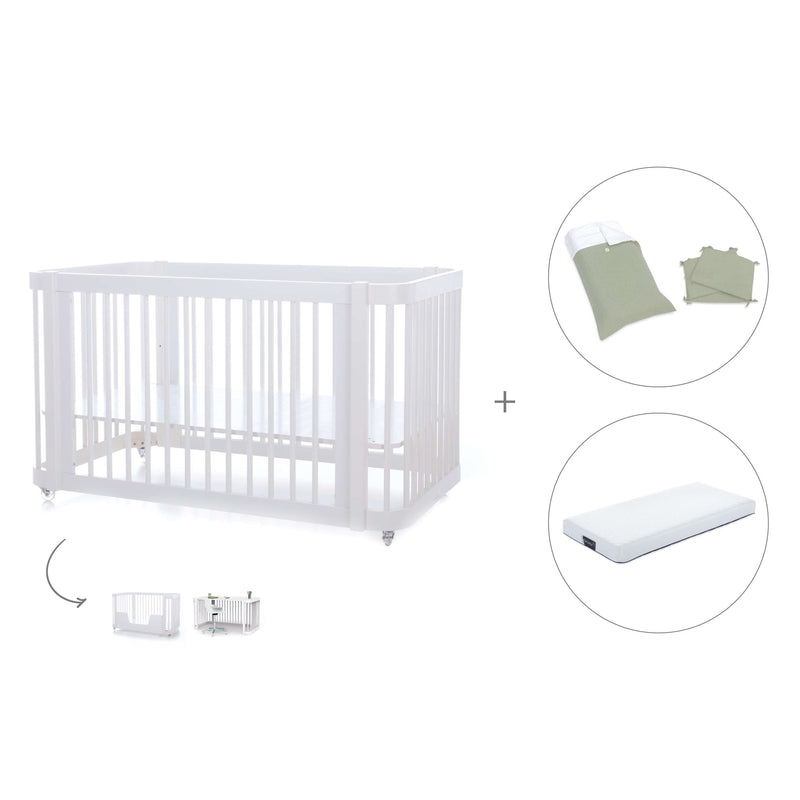 Lit bébé-lit d'enfant 70x140 cm (3in1) en blanc · Crea Due Bianco C300-M1100