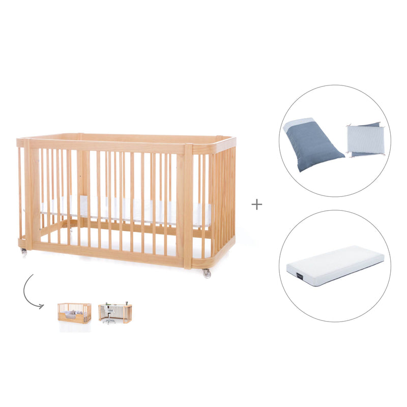 Lit bébé-Lit d'enfant 70x140 cm (3in1) en bois · Crea Due Nomad C300-M5000