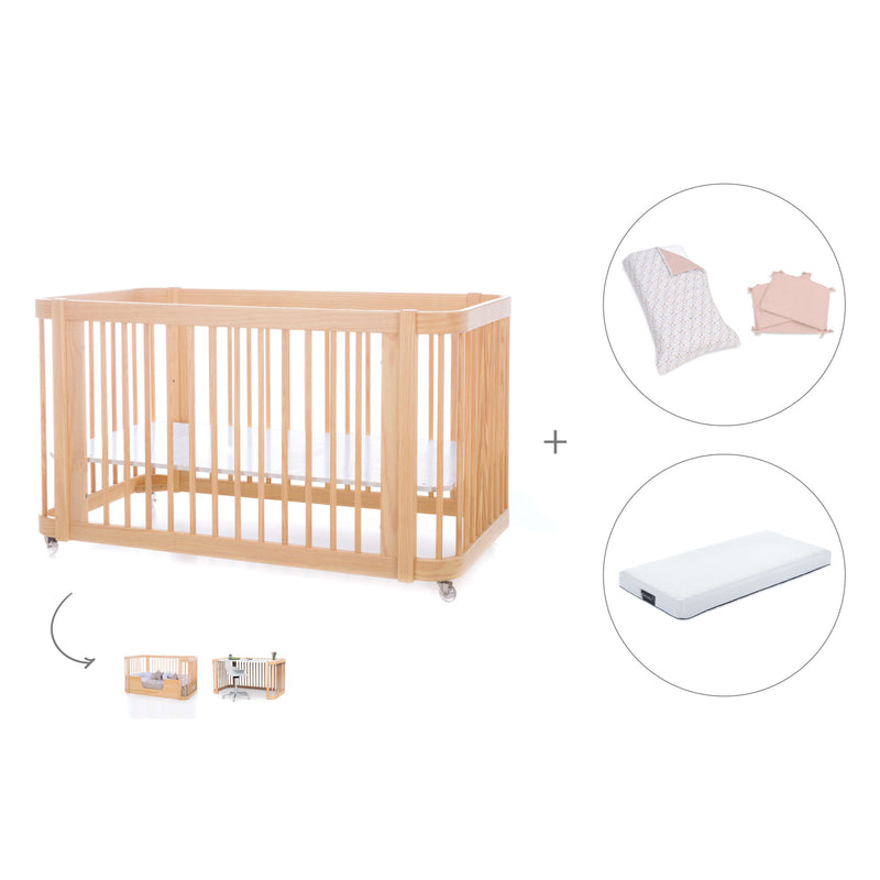 Lit bébé-Lit d'enfant 70x140 cm (3in1) en bois · Crea Due Nomad C300-M5000