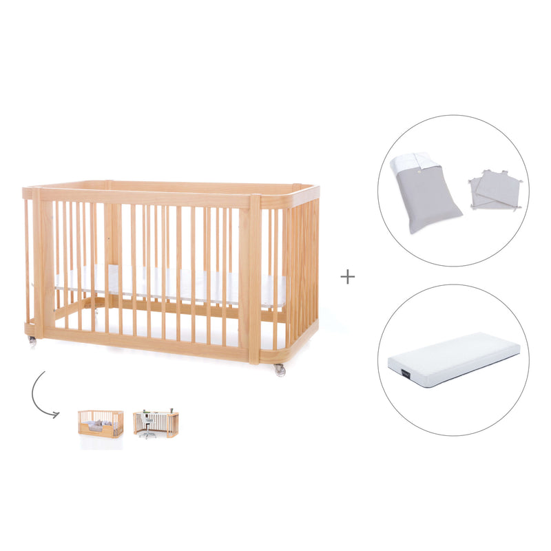 Lit bébé-Lit d'enfant 70x140 cm (3in1) en bois · Crea Due Nomad C300-M5000