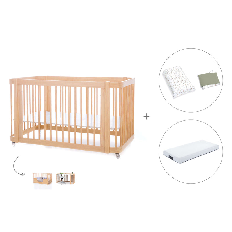 Lit bébé-Lit d'enfant 70x140 cm (3in1) en bois · Crea Due Nomad C300-M5000