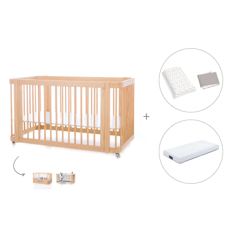 Lit bébé-Lit d'enfant 70x140 cm (3in1) en bois · Crea Due Nomad C300-M5000
