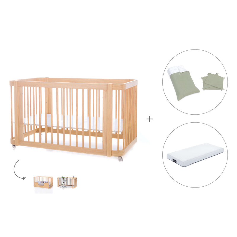 Lit bébé-Lit d'enfant 70x140 cm (3in1) en bois · Crea Due Nomad C300-M5000