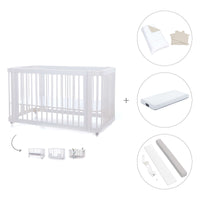 Lit bébé-lit d'enfant 70x140 cm (3in1) en blanc · Crea Due Bianco C300-M1100