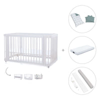 Lit bébé-lit d'enfant 70x140 cm (3in1) en blanc · Crea Due Bianco C300-M1100