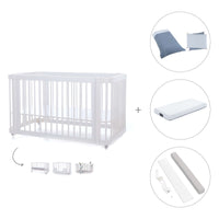 Lit bébé-lit d'enfant 70x140 cm (3in1) en blanc · Crea Due Bianco C300-M1100