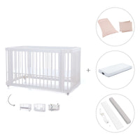 Lit bébé-lit d'enfant 70x140 cm (3in1) en blanc · Crea Due Bianco C300-M1100