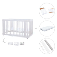 Lit bébé-lit d'enfant 70x140 cm (3in1) en blanc · Crea Due Bianco C300-M1100