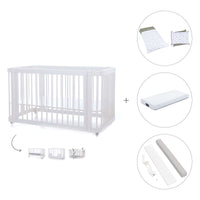 Lit bébé-lit d'enfant 70x140 cm (3in1) en blanc · Crea Due Bianco C300-M1100