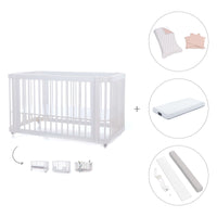 Lit bébé-lit d'enfant 70x140 cm (3in1) en blanc · Crea Due Bianco C300-M1100