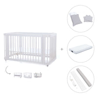 Lit bébé-lit d'enfant 70x140 cm (3in1) en blanc · Crea Due Bianco C300-M1100