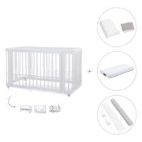 Lit bébé-lit d'enfant 70x140 cm (3in1) en blanc · Crea Due Bianco C300-M1100