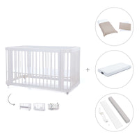 Lit bébé-lit d'enfant 70x140 cm (3in1) en blanc · Crea Due Bianco C300-M1100