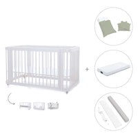 Lit bébé-lit d'enfant 70x140 cm (3in1) en blanc · Crea Due Bianco C300-M1100