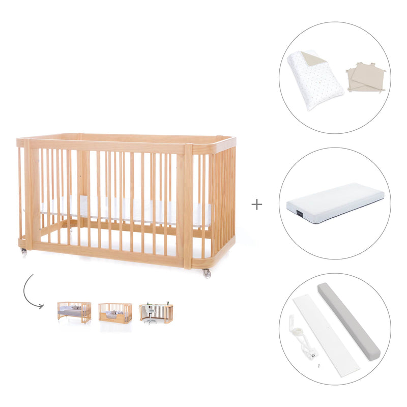 Lit bébé-Lit d'enfant 70x140 cm (3in1) en bois · Crea Due Nomad C300-M5000