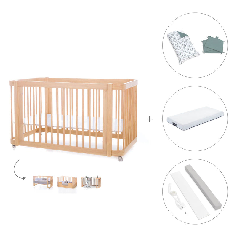 Lit bébé-Lit d'enfant 70x140 cm (3in1) en bois · Crea Due Nomad C300-M5000