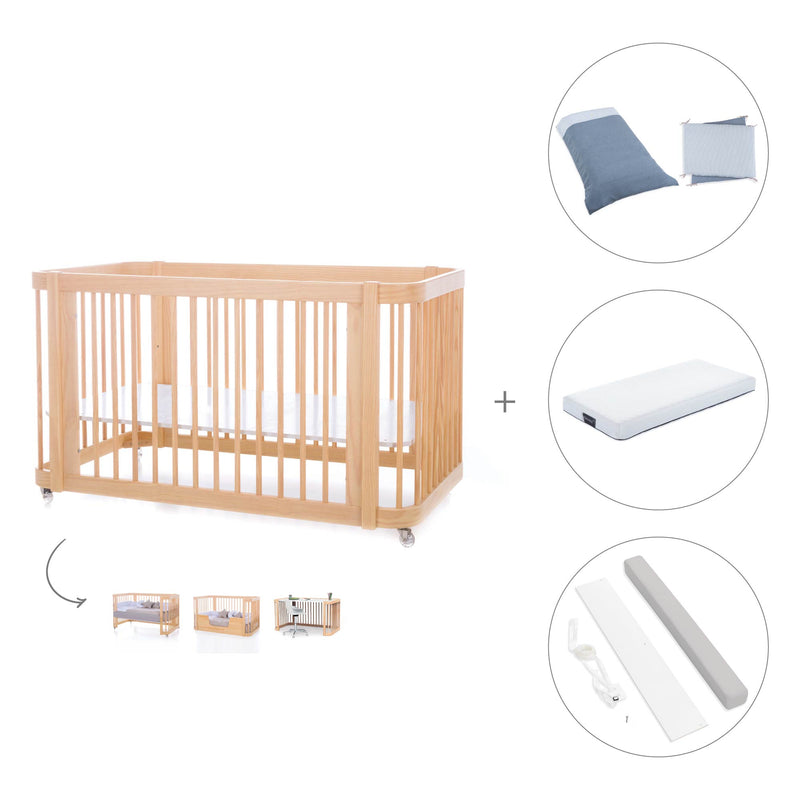 Lit bébé-Lit d'enfant 70x140 cm (3in1) en bois · Crea Due Nomad C300-M5000