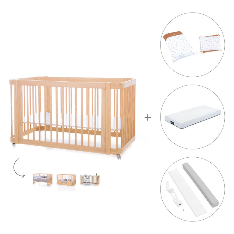 Lit bébé-Lit d'enfant 70x140 cm (3in1) en bois · Crea Due Nomad C300-M5000